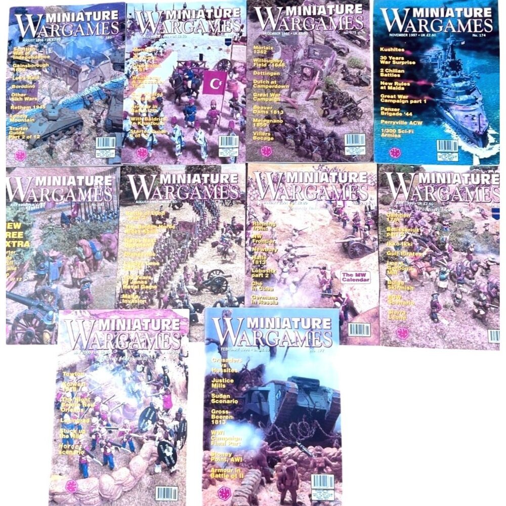 Lot of 10 Miniature Wargames Magazines 1997–1998 Historical Military Hobby Gamin